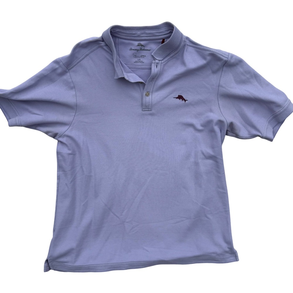 Tommy Bahama Mens Supima Cotton Polo Shirt Lavender Purple Short Sleeve Large